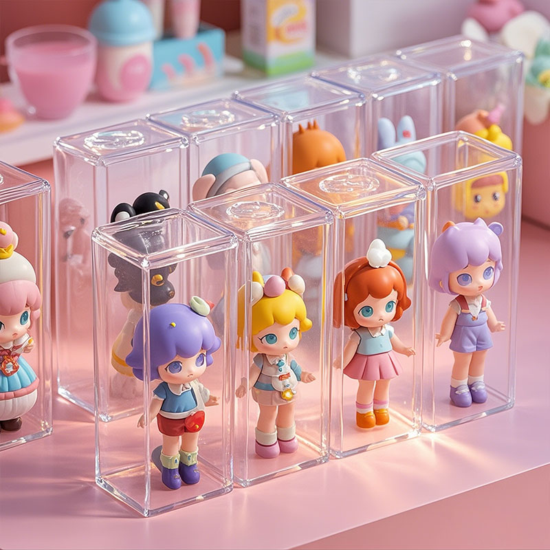定制防尘收纳盒手办盲盒娃娃收纳盒桌面展示透明塑胶pvc盒子工厂