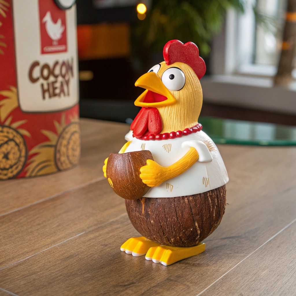 定制呆萌椰子鸡餐饮品牌IP形象塑胶玩具彩色喷漆文旅创意纪念品